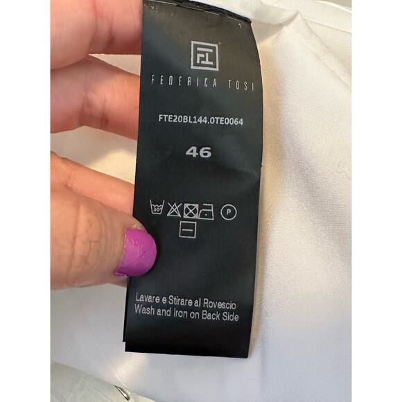 Federica Tosi white puff long sleeves peasant blouse size 46 - Large - Picture 3 of 15